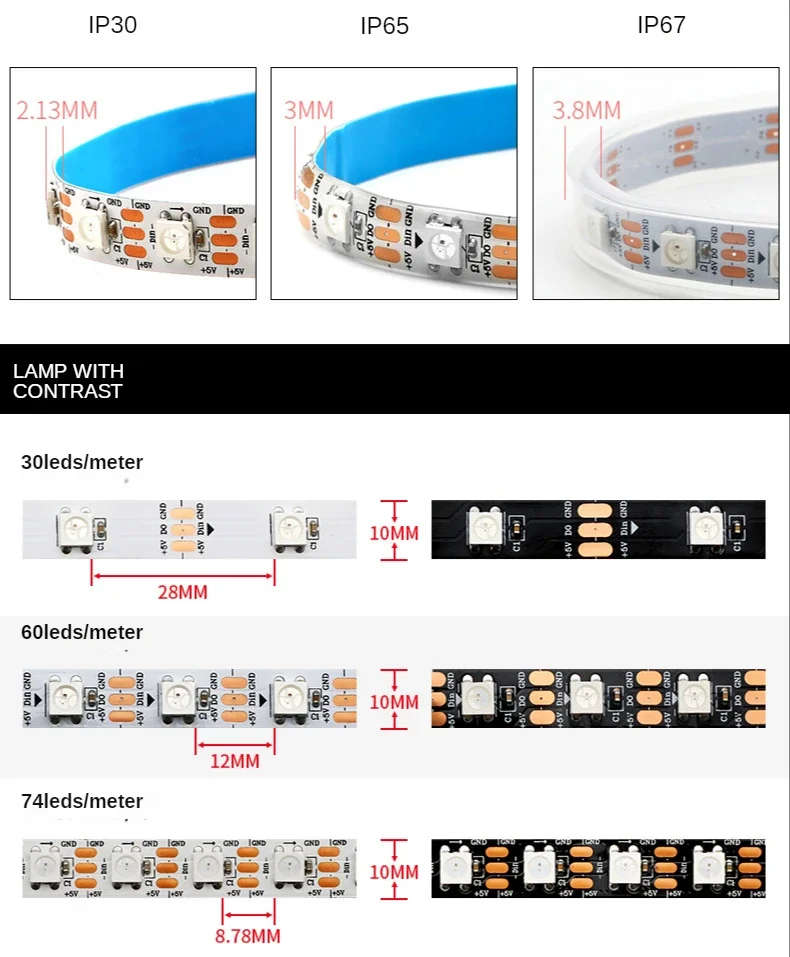 WS2812B Smart Led Strip Light  - Ws2812B Strip 5V recension och pris