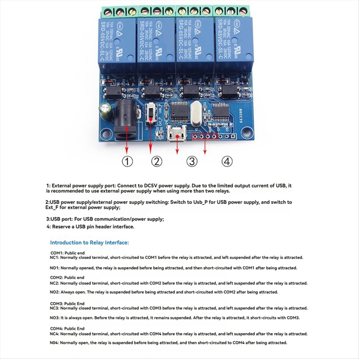 AT42 4 Channel USB Relay Modul - Relay Module 4 Channel recension och pris