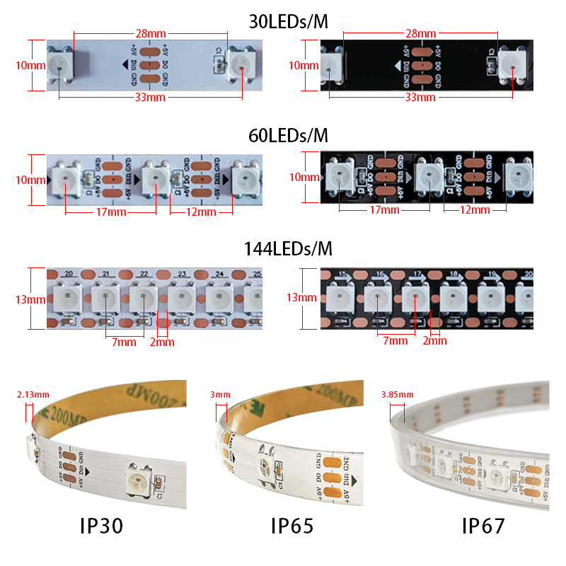 1m/5m WS2812B 30/60/144 leds/m - Ws2812B Strip 5V recension och pris